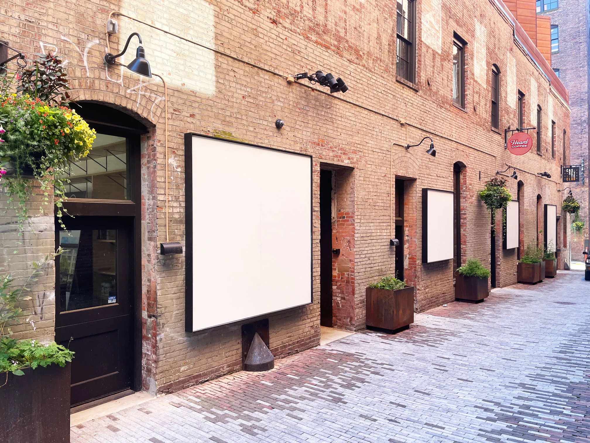 outdoor frames for public mural project in Downtown Seattle