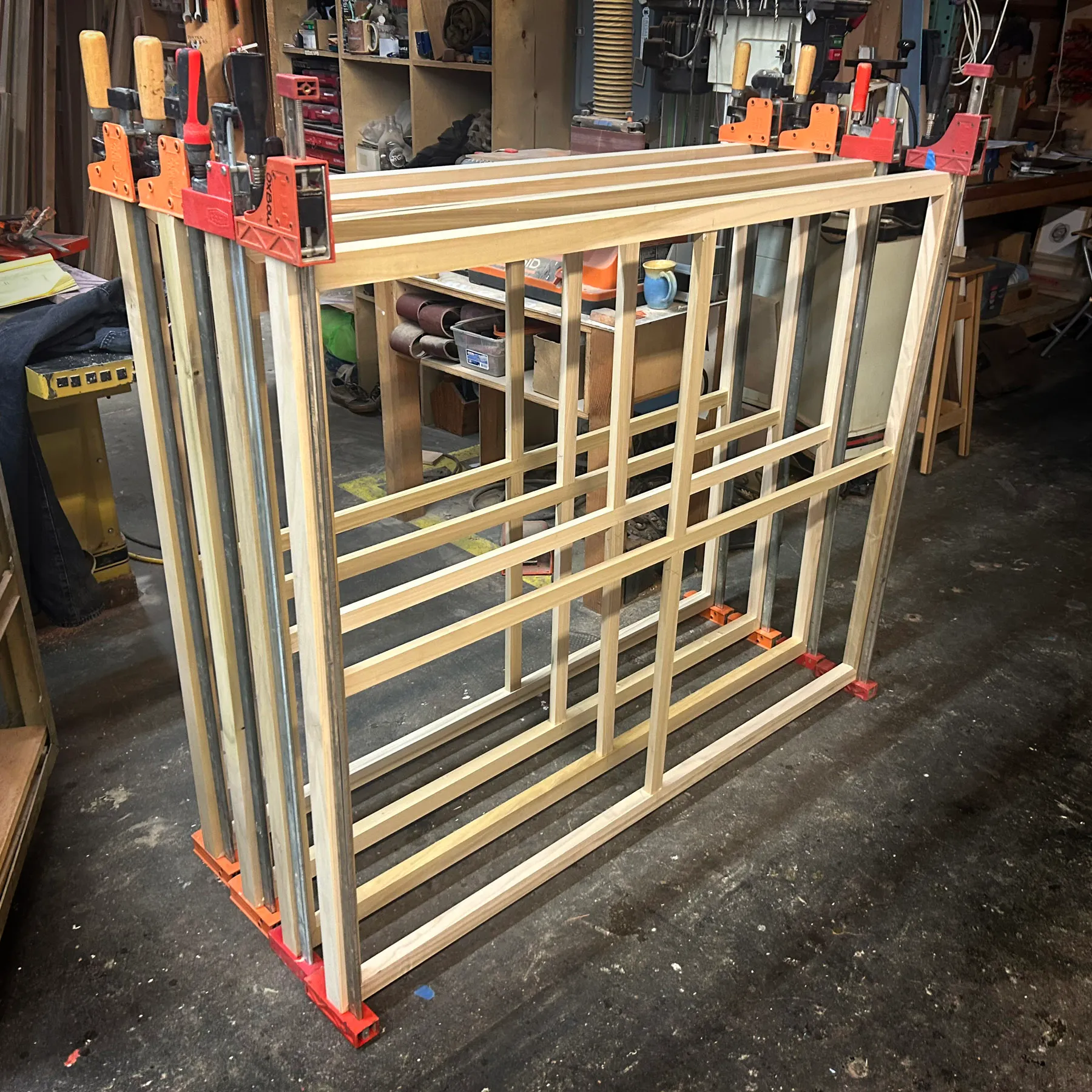 Close-up detail of wood frame joinery by Oxbow Fabrication
