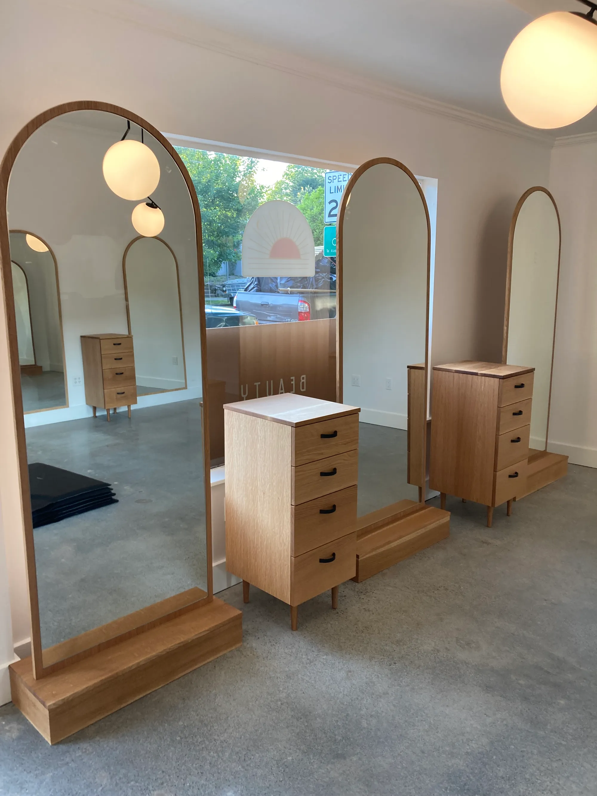 Custom furniture produced via CNC for cabinetry and millwork at Oxbow Fabrication