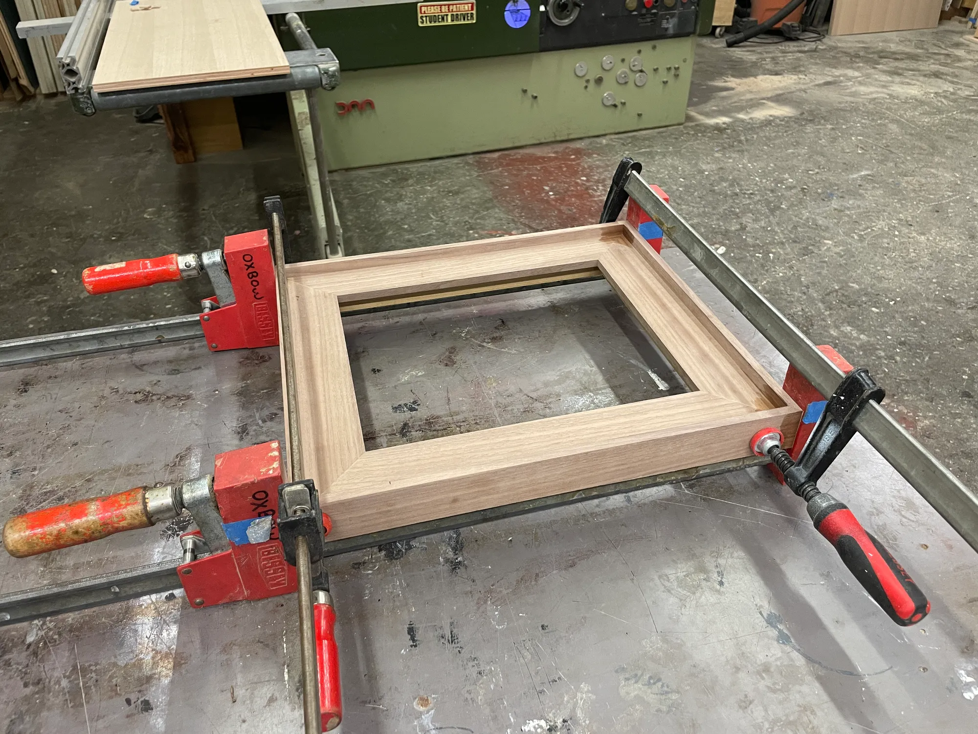 Custom order teak hardwood frame made by Oxbow Fabrication Seattle